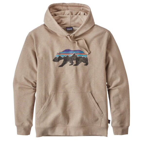 Patagonia Fitz Roy Bear Midweight Hoody XL El Cap Khaki Graphic EUC - Picture 1 of 10
